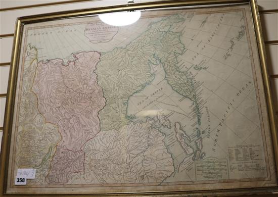 Three 18th century hand-coloured engraved maps of the Russian Empire,
